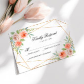Garden Rose & Gold Frame Wedding RSVP Card Karte
