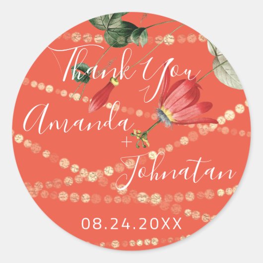 Garden Rose Gold Leaf Name Datum Koralle Gold IV Runder Aufkleber (Vorderseite)