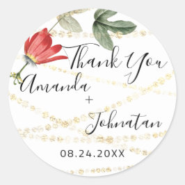 Garden Rose Gold Leaf Name Datum White Gold IV Runder Aufkleber