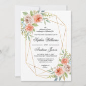Garden Rose & Gold Rahmen Hochzeitseinladung Einladung (Vorderseite)