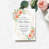 Garden Rose & Gold Rahmen Hochzeitseinladung Einladung