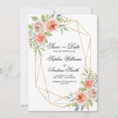 Garden Rose & Gold Rahmen Save the Date Einladung (Vorderseite)