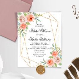 Garden Rose & Goldrahmen Bridal Dusche Einladung