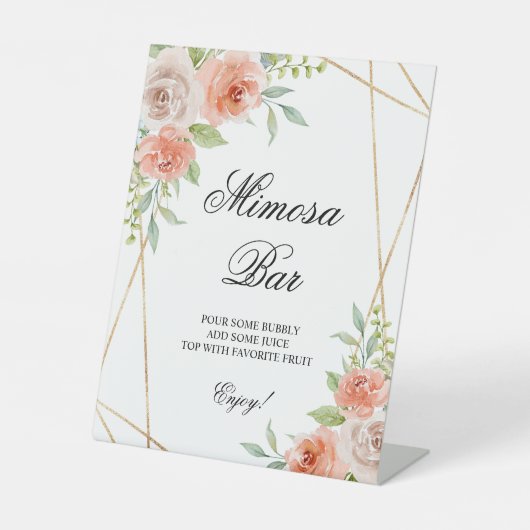 Garden Rose & Goldrahmen Dusche Mimosa Bar signier Sockelschild (Vorderseite)