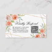 Garden Rose & Goldrahmen Hochzeitsstift QR Code UA Begleitkarte (Vorderseite)