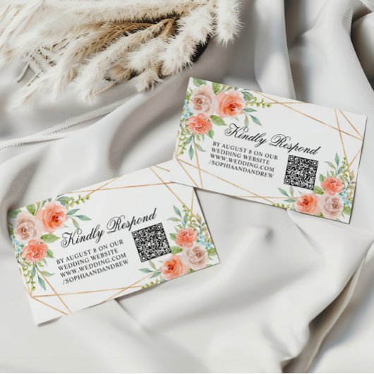 Garden Rose & Goldrahmen Hochzeitsstift QR Code UA Begleitkarte