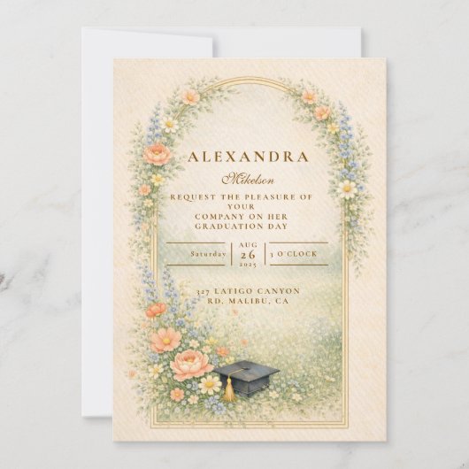 Garden Rose Graduation Celebration Einladung (Vorderseite)