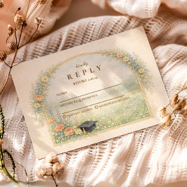 Garden Rose Graduation Celebration RSVP Karte