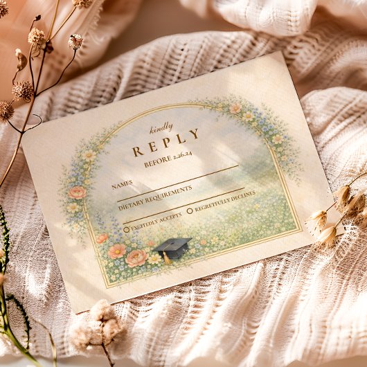Garden Rose Graduation Celebration RSVP Karte