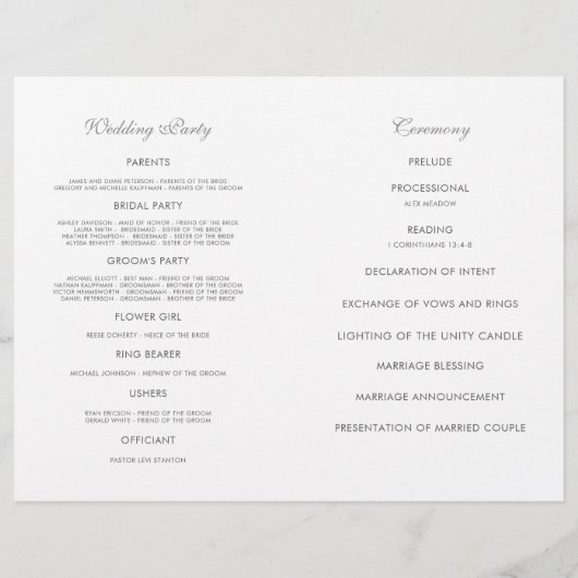 Garden Rose - Hochzeitsprogramm (Rückseite)