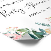 Garden Rose Peonies Floral Baby Dusche Unterschrif Poster (Ecke)