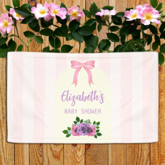 Garden Rose Pink Baby Dusche Banner