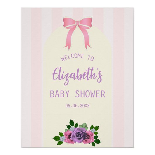 Garden Rose Pink Baby Dusche Poster (Vorderseite)