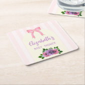 Garden Rose Pink Baby Dusche Rechteckiger Pappuntersetzer (angewinkelt)