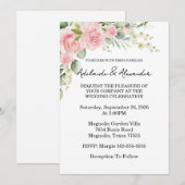 Garden Rose Pink Wedding Einladung (Vorne/Hinten)