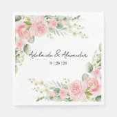 Garden Rose Rosa Hochzeitsempfang Serviette (Vorderseite)