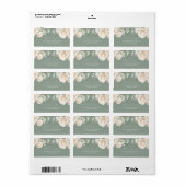 Garden Roses Floral Sage Green Wedding  Adressaufkleber (Vorne)