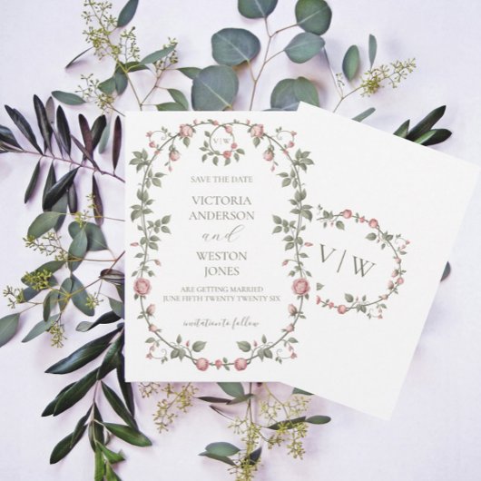Garden Sage Green Save the Date Einladung