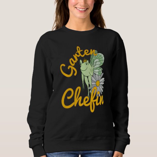 Garden Saying Garden Chef Frog Elf With Flower Sweatshirt (Vorderseite)