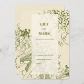 Garden Scabiosa Blume Linie Abbildung. Einladung (Vorne/Hinten)