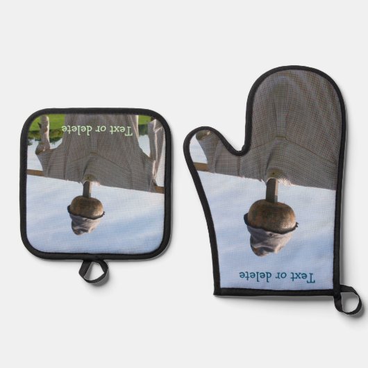 Garden Scarecrow Natur Personalisiert Ofenhandschuh & Topflappen-Set (Vorderseite)