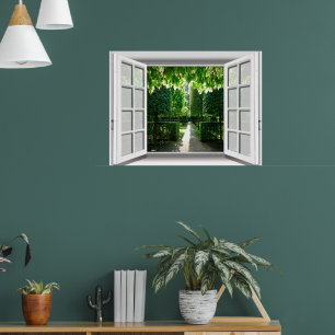 Garden Scene Fake Window View 3D Poster