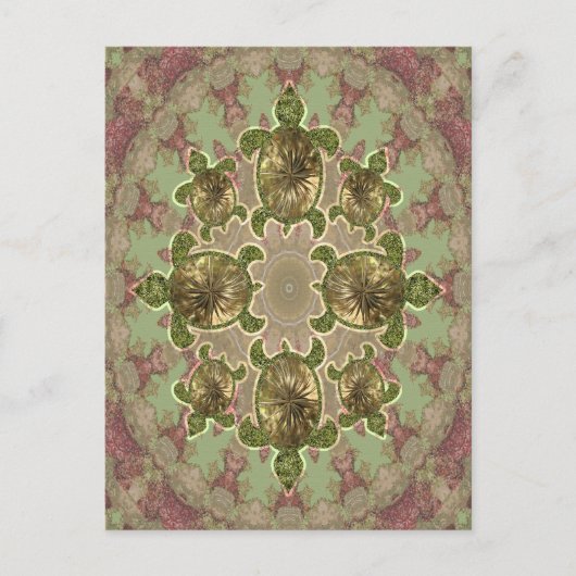 Garden Sea Turtle Muster Postcard Postkarte (Vorderseite)