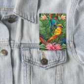 Garden Serenity: Vogel in Bloom Button (Insitu)