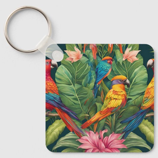 Garden Serenity: Vogel in Bloom Schlüsselanhänger (Vorderseite)