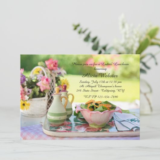 Garden Setting Luncheon Einladung (Stehend Vorderseite)