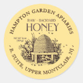 Garden Skep mit kleinen Bienen Honey Jar Label Runder Aufkleber (Vorderseite)