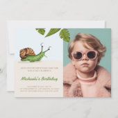 Garden Snail Foto Kindergeburtstag Einladung (Vorderseite)
