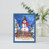 Garden Snowman Postkarte (Stehend Vorderseite)
