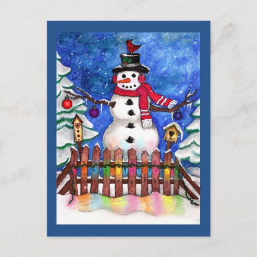 Garden Snowman Postkarte (Vorderseite)
