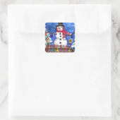 Garden Snowman Quadratischer Aufkleber (Tasche)