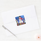Garden Snowman Quadratischer Aufkleber (Umschlag)