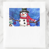 Garden Snowman Rechteckiger Aufkleber (Tasche)