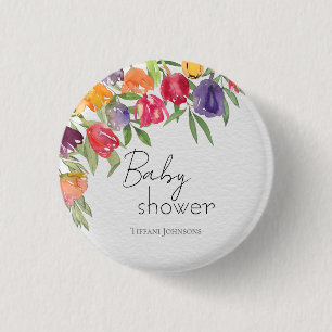 Garden Soiree Tulips & Greenery Baby Dusche Button