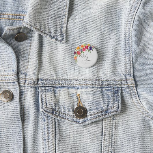 Garden Soiree Tulips & Greenery Baby Dusche Button (Beispiel)