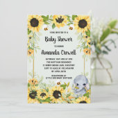 Garden Sonnenblumen Elephant Neutral Baby Dusche Einladung (Stehend Vorderseite)
