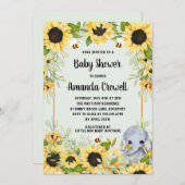 Garden Sonnenblumen Elephant Neutral Baby Dusche Einladung (Vorne/Hinten)