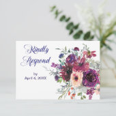 Garden Splash Modern Floral Wedding RSVP (Stehend Vorderseite)