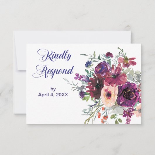 Garden Splash Modern Floral Wedding RSVP Karte (Vorderseite)