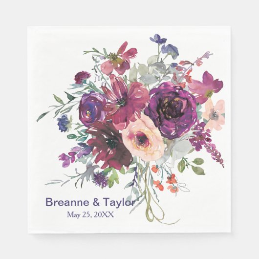 Garden Splash Moderne Blumenhochzeit Serviette (Vorderseite)