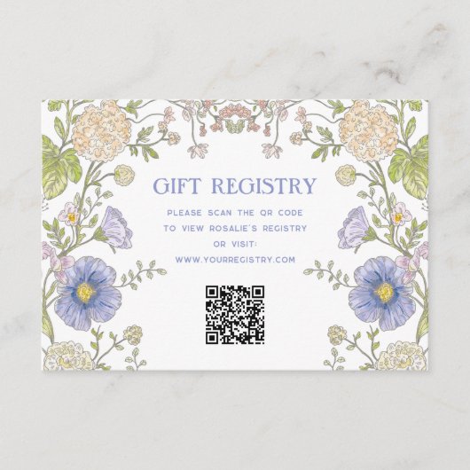 Garden Spring Floral Bridal Shower QR Code Begleitkarte (Vorderseite)