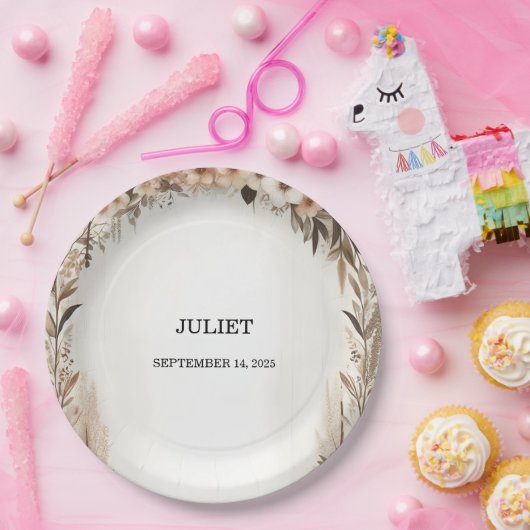 Garden Spring Wood Boho Rustikales Brautparty Pappteller (Party)