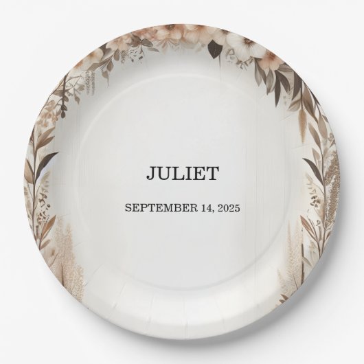 Garden Spring Wood Boho Rustikales Brautparty Pappteller (Vorderseite)