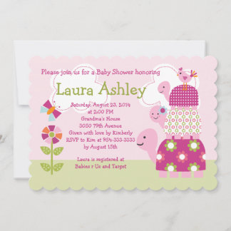 Garden Stacks Turtles Baby Shower Einladung