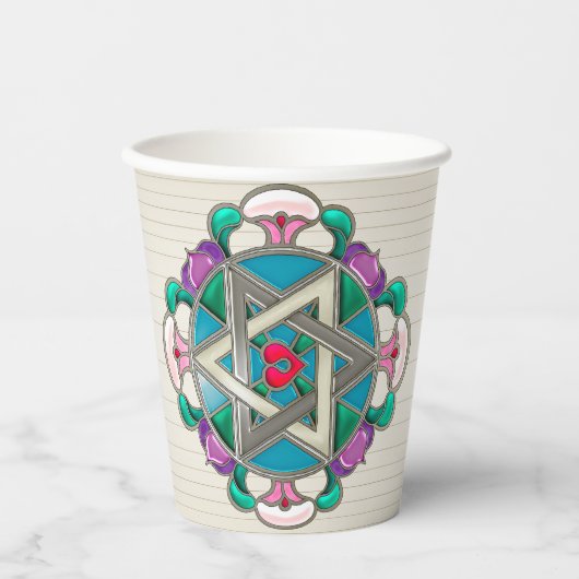 Garden Star in Lilac Shabbos Paper Cups Pappbecher (Vorderseite)