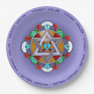 Garden Star in Lilac Shabbos Pappteller